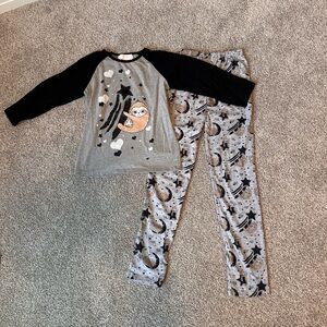 Sloth girl pajama set - long sleeve - mi amore gigi - size medium